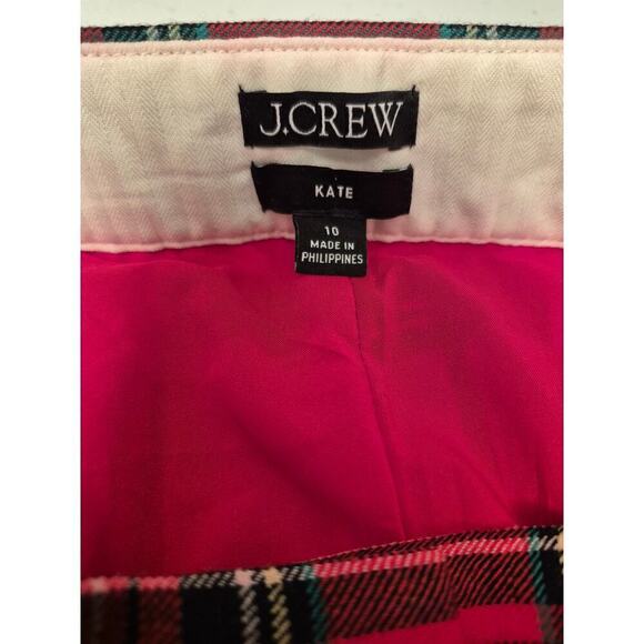 J. Crew Kate, Sz. 10 Red Plaid Wool Blend Straight leg Pants - Picture 4 of 8
